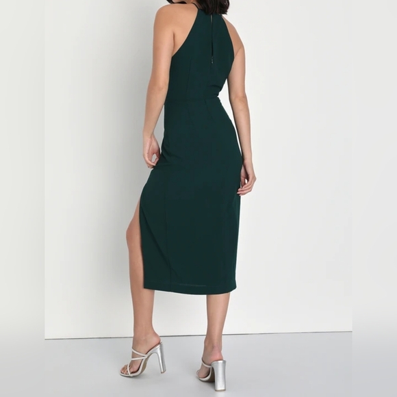 Lulus Dreamy Date Night Emerald Green Sleeveless Midi Dress, Size Large - Picture 3 of 10